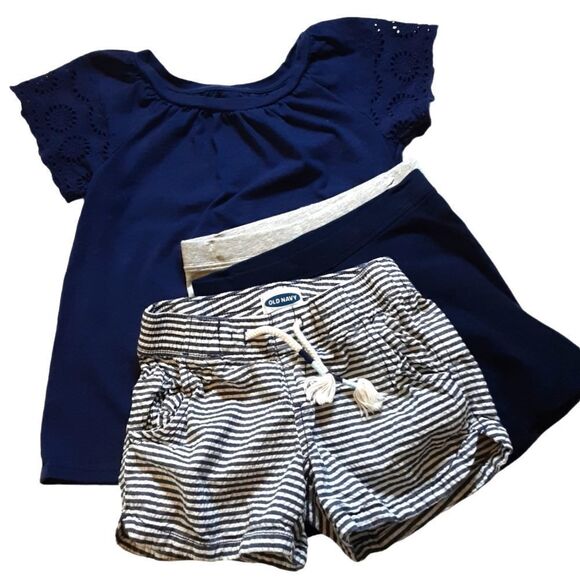Cat & Jack Bundle of 3 prs shorts and Navy Eyelet tee 6-6X-7 - Picture 1 of 4